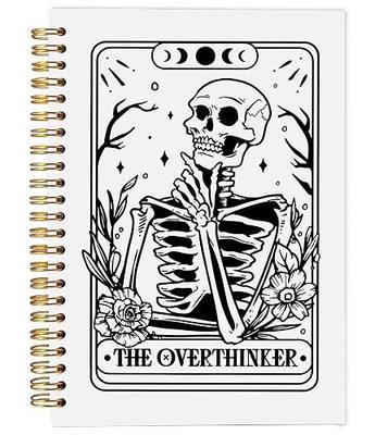 Gothic Goth Skull Spiral Notebook Journal 5.5x8.3 Inch | Overthinker Tarot Card Witchy Journal,Goth Office Supplies Witchy Stuff Lined Hardcover Spiral Notebook