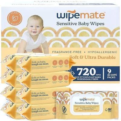 Wipemate EWG-Verified Premium Baby Wipes, 99% Water-Based, Plastic-Free, Ultra-Soft Plant-Based Wipe, Chlorine/Alcohol-Free, pH-Balanced, Hypoallergenic Cruelty-Free with Durable Flip-Top Lid 720-Ct