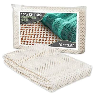 Nevlers 12'x15' Anti Skid Rug Gripper for Hardwood Floors & Other Surfaces | White PVC Foam Non Slip Rug Pad | Open Weave Anti Slip Rug Grips | Non Slip Rug Grippers & Rug Stoppers to Prevent Sliding