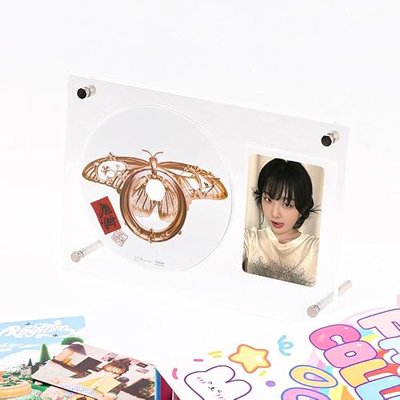 Photocard and CD Holder Stand, 66 x 91 mm, Holds 1CD+1Card | Acrylic Standing Display, Ultra Clear Trading Cases Protectors, For Kpop Photocard Baseball Basketball Photo
