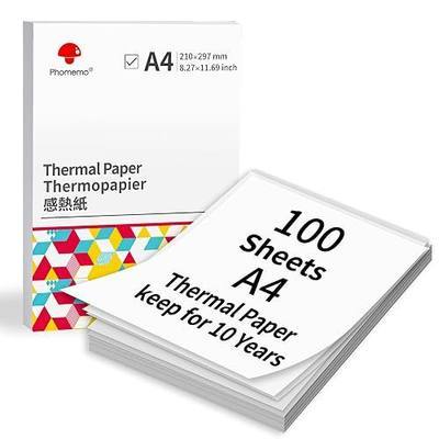 Phomemo A4 Thermal Paper, Thermal Printer Paper for Portable Printer, Compatible with M08F-Letter, M08F M832,M833, M834,M835 M836 Brother Letter Thermal Printer, 8.27"×11.69” Size, 100 sheets