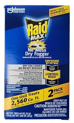 Raid Max No Mess Dry Fogger Roaches Bugs Ants Beetles Crickets Flies Mosquitoes Ticks Waterbugs (Each Cup Treats 2,560 Cu Ft) (2)