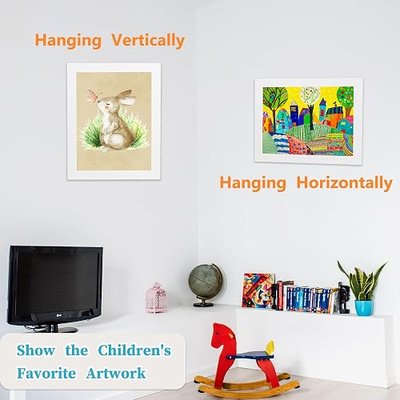 Sunnyglade 3 PCS Kids Art Frame 8.5 by 11 Front Loading Kids Artwork Frames | Kids Artwork Frames Changeable Display Shadow Box Storage Frame Holds 70PCS Kid Artwork for Wall Table Hanging Art Crafts