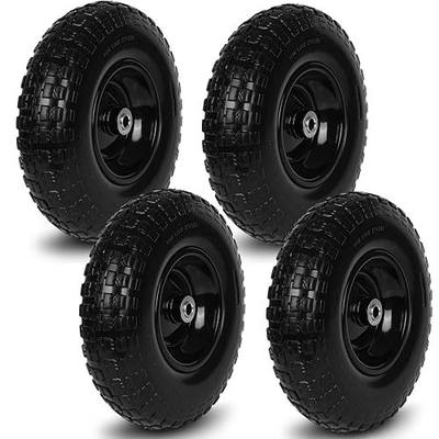 Taifa 4 PCS 13 Inch Rubber Solid Flat Free Replacement Tires and Wheels 4.00-6 with 5/8'' Axle Bore Hole, Air Less Wheel for Wheelbarrow/Wagon/Hand Truck/Trolley/Garden Scooter etc.