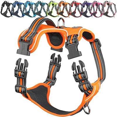 VIVAGLORY No Pull Dog Harness Vest Harness, S, Orange - Patterned | with Handle Front and Back Clip for Training & Pulling, No Pull & Escape Proof Padded Adjustable for Pet Puppy