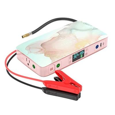 HALO Bolt Ultimate 2 Portable Car Battery Jump Starter | 130 PSI Air Compressor, 55.5Wh USB Power Bank with AC Outlet, Emergency Floodlight & Charger, Jumps Cars SUVs & Trucks, Inflates Tires — Rose