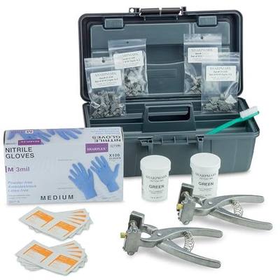 BOCCS PRO Tattoo Kit with 198pcs 5/16ths Digits & Letters, Nitrile Gloves, Storage Case, Pliers, Ink and More. For Identification of Sheep, Pigs, Goats, Rabbits and other Livestock (SMALL, Green)