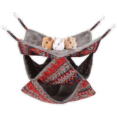 3 Tier Guinea Pig Cage Accessories,Ferret Rat Hammock,13.7x13.7 Inches, Pet Cage Hanging Bunkbed Hammock for Small Animals,Guinea Pig,Ferret,Kitten,Squirrel, Chinchilla, Rat,Parrot