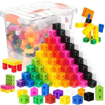 Jenaai 300 Pcs Linking Cubes with Storage Box, Colorful 2cm Math Counting Blocks, Stem Classroom Manipulatives, Back to School Gifts for Preschool Homeschool Teacher Kids(Orange)