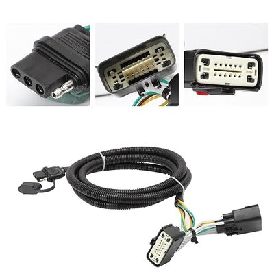 4-Way Trailer Wiring Harness for Explorer 2011-2019, Plug & Play 56172 | Flat 4-pin connector, pre-wired design, reliable trailer light signal, replaces 1185400