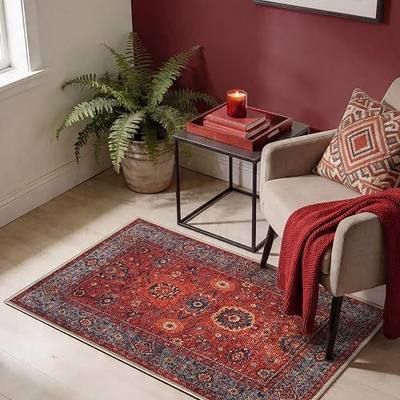 Keen Home Design 2x3 Rug - Machine Washable Entry Rug with Non-Slip Backing, Ideal for Enteryway, Kitchen, Bathroom, Laundry Room - Vintage, Easy Clean, Durable, Low Pile Rug - (2' x 3')
