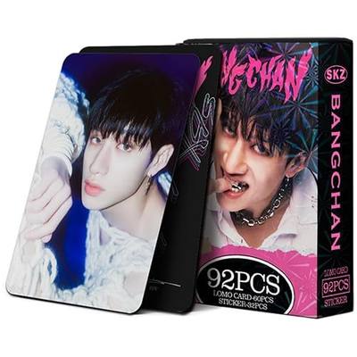 KPOPBP Photocards 60 PCS SKZ Rock Star Album Photo Cards with 32 PCS Stickers Kpop Gift Lomo Cards Merch for SKZ Boys and Girls(Bang Chan)