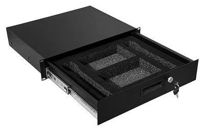2U Rack Mount Drawer Server Cabinet Case with Protection Foam for 19 Inch AV/Network/DJ Equipment Lockable Deep Drawer with Key