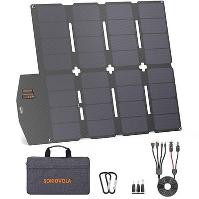 SOKIOVOLA 100W Portable Solar Panel MC-4 Foldable Solar Panel Charger Kits 18V IP68 Waterproof Lightweight and Compact for Small Power Station RV Travel Outdoor Activities
