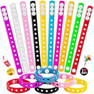 20Pcs Silicone Charm Bracelets, 8 Inch Bracelet Band Bulk for Kids | Adjustable Rubber Bracelet, For Shoe Charms, Students Gift, Kids Gift