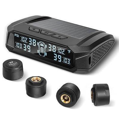 Masoll RV tire Pressure Monitoring System, Wireless TPMS Tire Pressure Monitor System with Solar Charger, RV TPMS with 4 tire Pressure Sensors & 6 Alarm Modes(0-99 PSI)