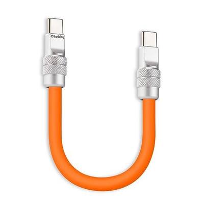chubbycable Cute Chubby 240W Short USB-C Cable Power Bank Fast Charging Cable Silicone Charger Cord Compatible with iPhone 17-15 Series iPad, Orange, Type-C to Type-C, 20 inch