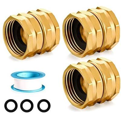 Female to Female 3/4 GHT Brass Hose Adapter, 3 Pack | Swivel Design Brass Coupler, Leakproof 3/4 GHT Fitting for Lawn Garden Water Hose Connection