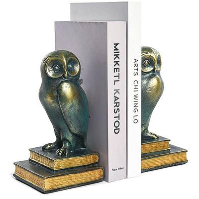 Book Ends for Shelves, Owl Decorative Bookends Bronze Bird Book Stopper Unique Kids Book Holders with Anti-Slip Base Luxurious Bookends for Kids Rooms Office Home Decor(Bronze)