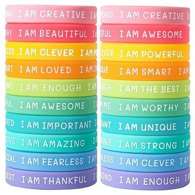 20 Pieces Students Inspirational Wristbands Rubber Bracelets Fun Motivational Wristbands for Kids Students Back to School Gifts