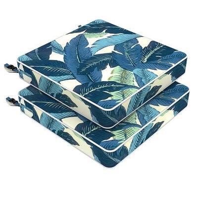LVTXIII Patio Chair Cushions 19"x19"x3", Water-Repellent Outdoor Seat Cushions for Patio Furniture, Square Chair Pads with Ties for Home Garden Decoration, Set of 2, Swaying Palms Blue