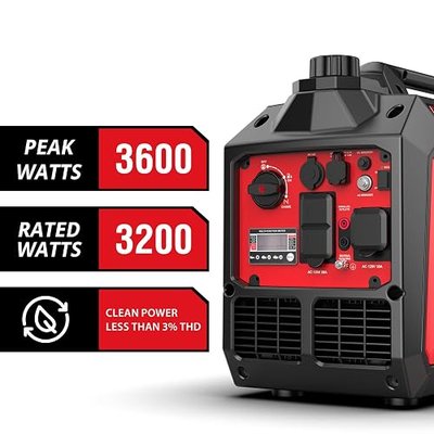PowerSmart 3600 Watt Portable Inverter Generator, Quiet Technology, 30 Amp for Home Use, Camping