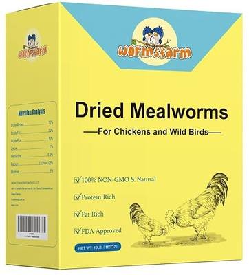 WormsFarm 10lb Dried Mealworms for Wild Birds Chickens Feed for Laying Hens,Ducks,Reptiles | Treats for laying hens,blue birds