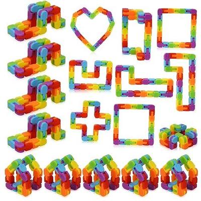 Wacky Track Fidget Toys Bulk – 30 Pack Rainbow Snap and Click Twisty Toys for Kids, Party Favors, Classroom Rewards, Treasure Box Prizes