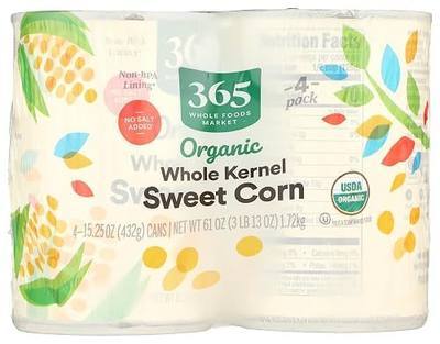 365 by Whole Foods Market, Organic Corn, No Salt Added, 15.25 Ounce, 4 Pack