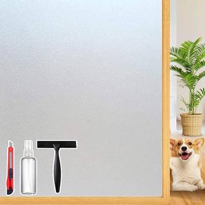 Dwersty Frosted Glass Window Privacy Film Decorative, Bathroom Window Tint for Home Glass Windows Cover, Static Cling, Removable, Reusable, Anti-UV, Anti-Glare, Heat Blocking, 17.5 by 78.74 inch