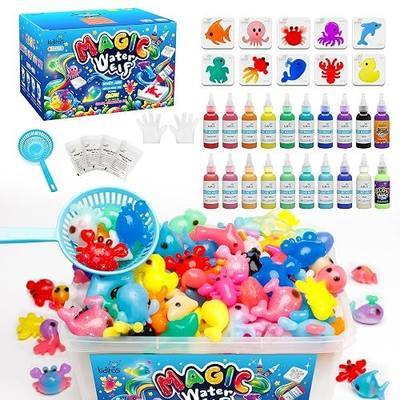 Kiditos Magic Water Elf Toy Kit – Squishies for Kids, 20 Gels & 10 Molds, Magic Gel Water Pets Sensory DIY Craft Kit, Party Favors & Summer Gifts for Kids Ages 3+