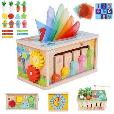 Ancaixin 6-in-1 Montessori Tissue Box Toy for 6+ Months Baby, Activity Cube | Wooden Puzzles 12-18 Months, Perfect 1 Year Old Girl Boy Gifts, Sensory Toys for Toddlers 1-3, Baby 1st Birthday Gift