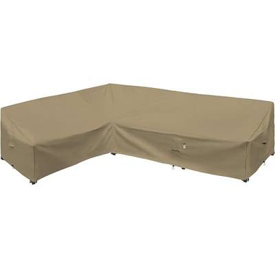 Heavy Duty Outdoor Sectional Sofa Cover, 90"X120" Waterproof 600D Patio Sectional Couch Cover, Lawn Patio Furniture Cover (Desert Khaki, L-Shaped-Left Facing-90 x120)
