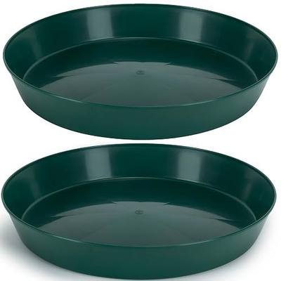 Saucers 18 Inch (16.3 Inch Base), Hunter Green Case of 2 | Hunter Green Colored Polypropylene, Heavy Duty, Indoor/Outdoor Tray and Drip Pan