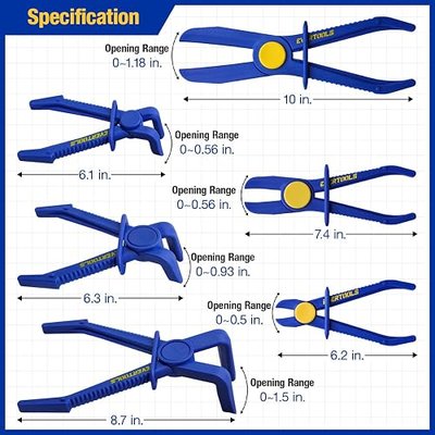 6pcs Hose Clamp Pliers Set, Radiator Fuel Line Clamp Tool, Straight & 90° Angled Pinch Off Pliers Set for Flexible Brake, Fuel, Coolant and Radiator Hoses