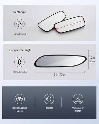 WildAuto Blind Spot Mirror, Rectangle Adjustable Car Auxiliary Universal Wide Angle Mirror for Universal Cars (Adhesive, 2pcs)