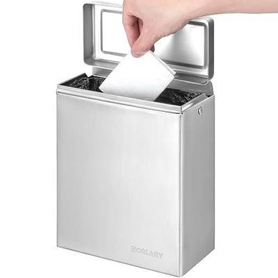 Gorlary Wall Mounted Sanitary Napkin Receptacle Tampon Holder, Silver | Garbage Can for Bathroom, Odor-Control Design, Ideal for Home Office, Space-Saving Wall Mount (Stainless Steel)