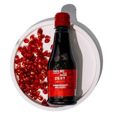 Pomegranate Molasses by Zest Delites, No Added Sugar Pomegranate Syrup 12oz | 100% Natural Mediterranean, for Salads, Meats, Drinks and Desserts, No Additives, Vegan, Gluten Free, No Sugar Added