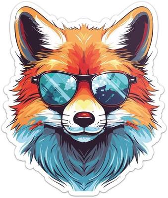 Generic Cool Fox Sticker - Vinyl Waterproof Decal for Car, Laptop, Wall, Window, Door, Water Bottle, Bumper Sticker Size - 6'' Longer Side