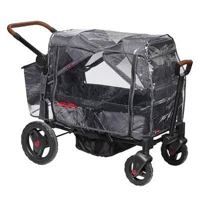 Radio Flyer Voya Rain Cover, Black, for 2-Seat Low-Sides Wagon | Waterproof Stroller Cover for 2-Seater Voya Wagon, Fast-Drying Design, Zippered Side Panel for Easy Access