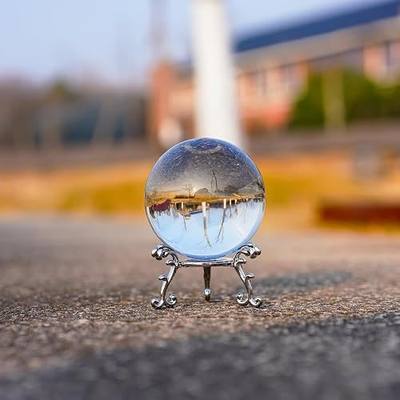 Clear Crystal Ball 2.3in Real Glass Ball with Stand for Home Decor Gift | High Clarity K9 Crystal Smooth Polished Surface Ideal For Home Decor Feng Shui Display Gift And Collection