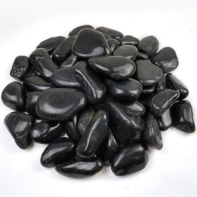 YISZM 40lbs Large River Rocks for Landscaping, 3-4" Black Pebbles | for Garden Design, Hand-Picked Smooth Stones for Fish Tank, Flower Pots, Indoor Water Fountains, Pathways, Backyard