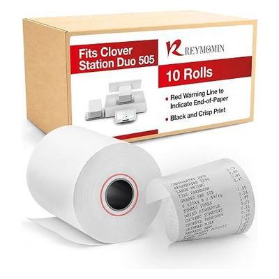Thermal Receipt Paper compatible with Clover Station Printer P100, P500, P550 and Clover Duo C505-3 1/8" x 230' - BPA Free - 10 Rolls