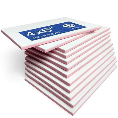 Falling in Art 12 Pack 4x6 Rubber Carving Block, Easy Cut Lino Blocks | Soft Linoleum Block for Printmaking, Stamps, Crafts