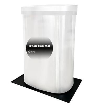 Trash Can Mat, Waterproof Raised Edge Silicone Under Garbage Can Mat, 11.8" X18.9" Non-Slip Trash Can Pad for Kitchen Office Bedroom Reduce Floor Carpet Wall Scratches, Black