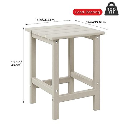 Square Outdoor Side Tables, Adirondack Patio Tables for Outside, HDPE Patio End Table Weather Resistant, Balcony Table for Pool, Seaside, Backyard, Porch, Indoor Companion, Sand