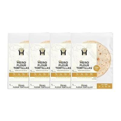 Hero Flour Tortilla - Delicious Tortilla Wraps | Soft Net Low Carb Tortillas | High Fiber, 1g Net Carbs & 80 Calories Per Serving (24 Tortillas, 4 Packs of 6)