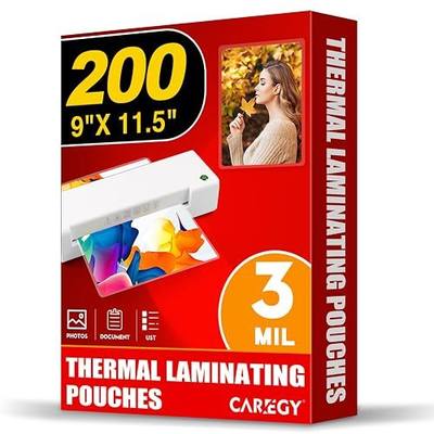 CAREGY Thermal Laminating Pouches, Holds 8.5 x 11 Inch Sheets,200 Pack Laminating Sheets, 3 Mil, 9 x 11.5 Inches Lamination Sheet Paper for Laminator, Clear, Letter Size, Office and School Supplies