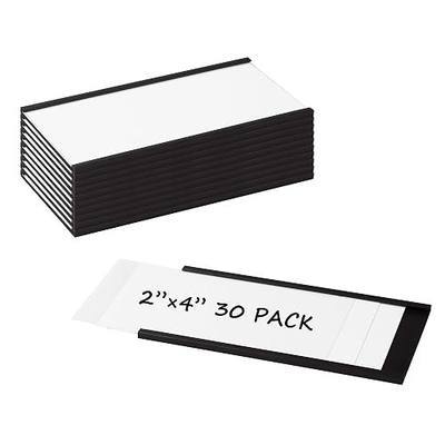 Realth C Channel Magnetic Label Holders 30 Pack 2'' x 4'' for Metal Racks and Shelves | Paper Inserts and Clear Plastic Protectors, Magnetic Data Card Holders File Cabinet Labels
