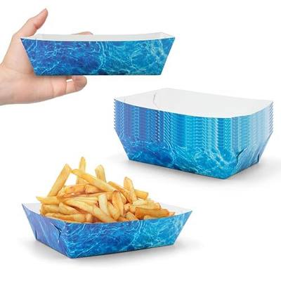 50 Packs Ocean Wave Paper Food Trays Ocean Wave Birthday Party Supplies Ocean Sea Themed Nacho Trays Paperboard Tray Ocean Sea Hot Dog Trays